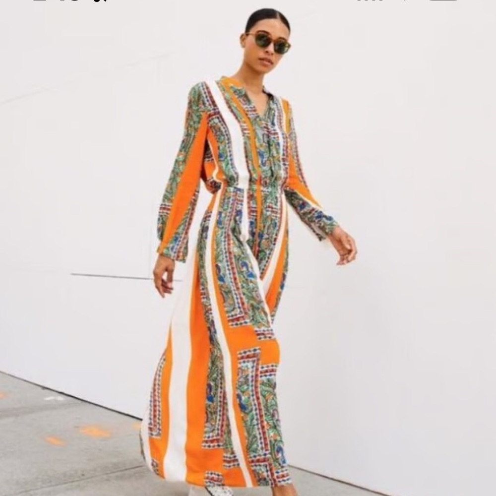Tory Burch Voile Long Sleeve Dress in Something Wild Pattern